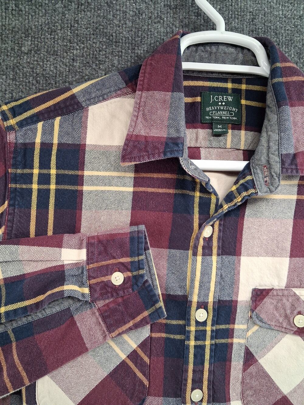 J Crew Heayweight Flannel Shirt Mens Medium Plaid Button Up Long Sleeve